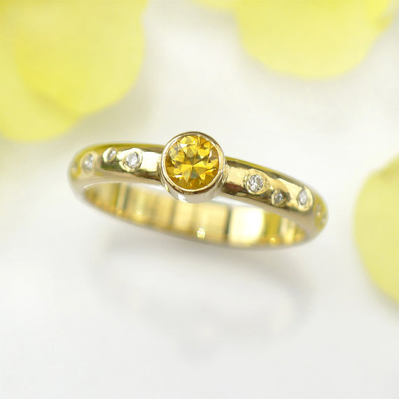 Yellow sapphire and diamond ethical engagement ring // Lilia Nash Jewellery // The Natural Wedding Company
