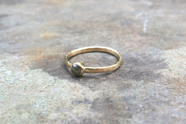 Yellow eco gold ethical engagement ring with grey rosecut diamond // Slade Fine Jewellery // The Natural Wedding Company