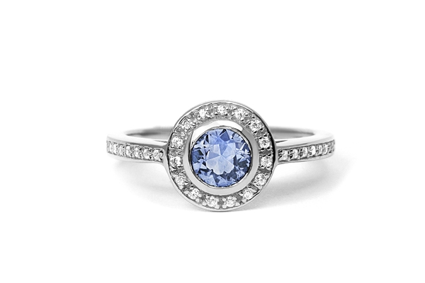 Pale blue sapphire and diamond ethical engagement ring // Arabel Lebrusan // The Natural Wedding Company