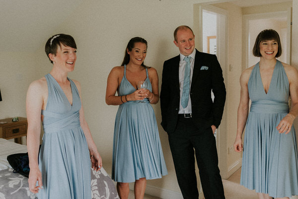 Pale blue infinity wrap bridesmaids' dresses // Scuffins Photography // The Natural Wedding Company