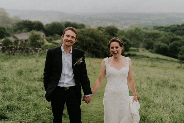 Kate and Aidan's outdoor eco wedding with a hike to the venue, mountain biking, and cornflowers in beer bottles // Scuffins Photography // The Natural Wedding Company