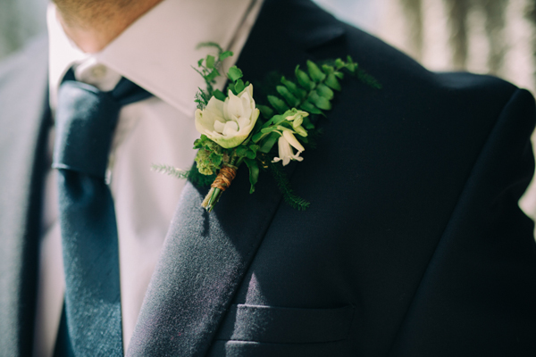 Fern and white bluebell spring buttonhole // Enchanted Brides Photography // The Natural Wedding Company