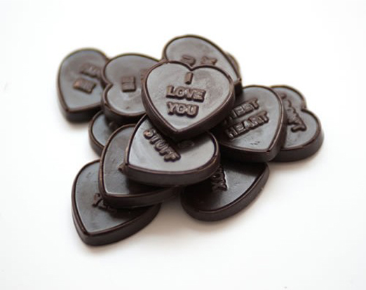 Dark chocolate organic love hearts // Cocoa Loco // The Natural Wedding Company