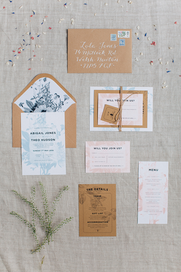 Rustic nature inspired wedding stationery for an English bluebell wood wedding // The Natural Wedding Company // M & J Photography