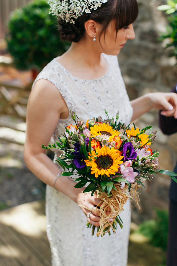 Summer wedding sunflower bouquet // Bohemian Weddings // The Natural Wedding Company