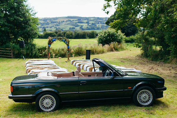 Convertible wedding car // Bohemian Weddings // The Natural Wedding Company