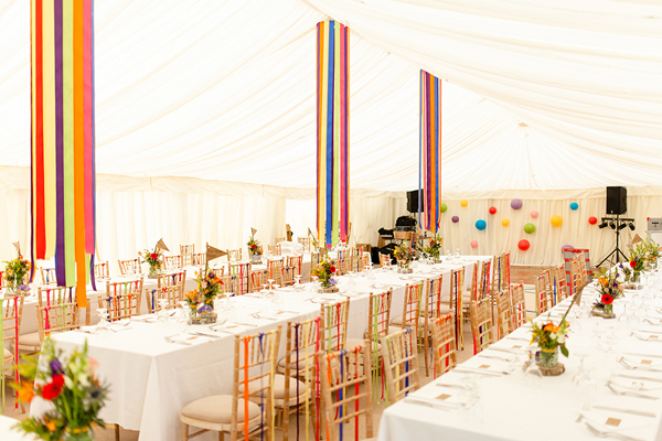 Colourful wedding marquee decor // Bohemian Weddings // The Natural Wedding Company