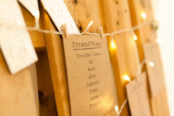 Table plan on a rustic wooden pallet // Bohemian Weddings // The Natural Wedding Company