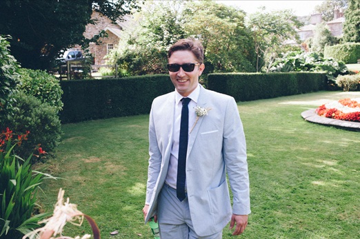 Favourite Natural Wedding Styles: Powder Blue Suit with Blue Suede Shoes