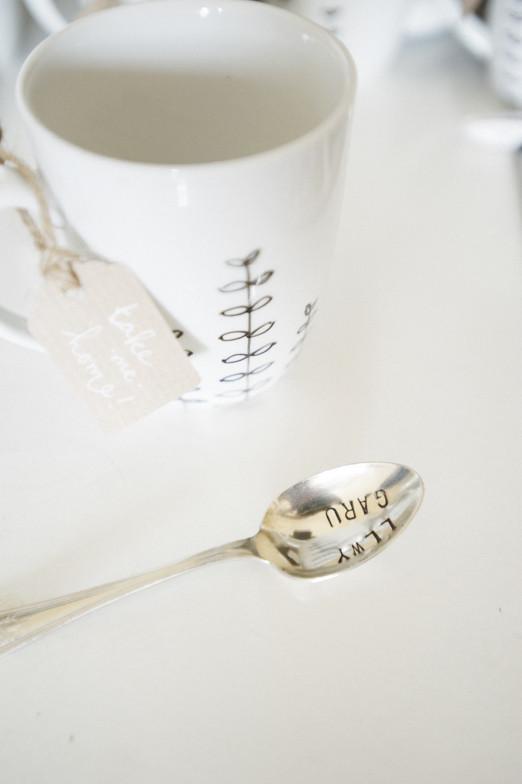 Natural Wedding Details: Hot Chocolate Mugs with a Vintage Welsh 'Love Teaspoon'