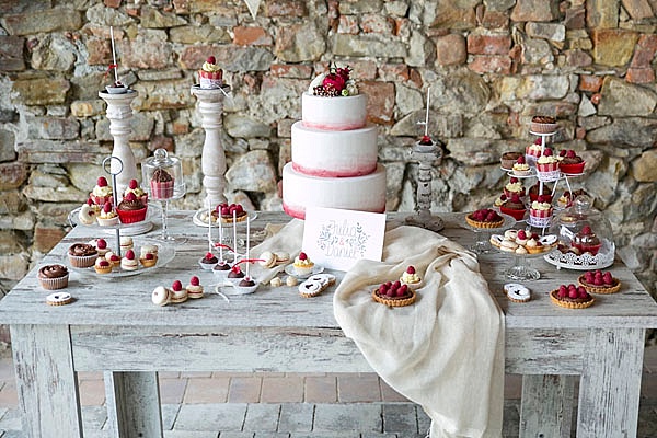 Red themed wedding dessert table - romantic vintage wedding inspiration // Mademoiselle Fee // The Natural Wedding Company