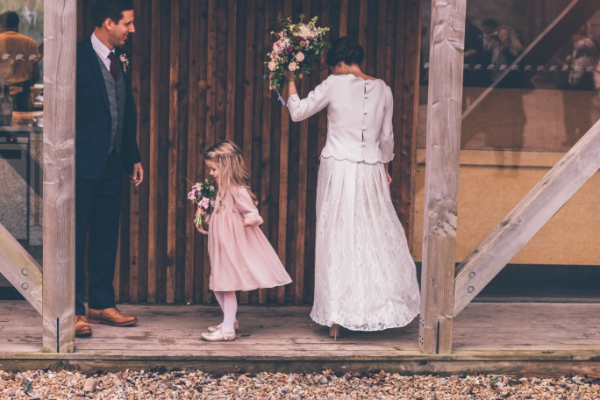 Winter bride two piece wedding dress // Cosy winter wedding at River Cottage // Larissa Joice Photography // The Natural Wedding Company