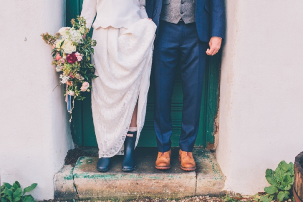 Bride in Hunter Wellies // Cosy winter wedding at River Cottage // Larissa Joice Photography // The Natural Wedding Company