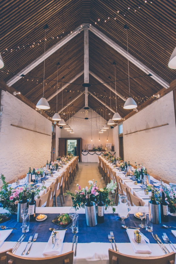 River Cottage barn wedding reception // Cosy winter wedding at River Cottage // Larissa Joice Photography // The Natural Wedding Company