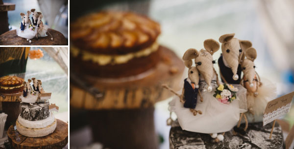 Natural Wedding Details: A Family of Mice for a Cheese Wedding Cake Tower