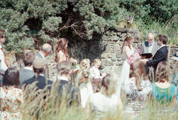 Natural Wedding Spaces: Wedding Ceremony on a Beach Amongst Chapel Ruins