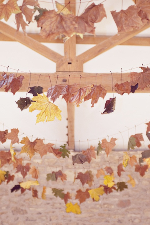 Natural Wedding Details: Autumn Leaf Bunting