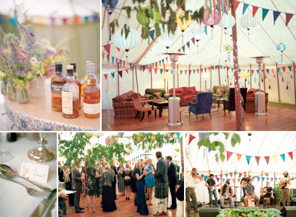 Natural Wedding Spaces: Colourful Vintage-Hued Marquee Wedding Reception