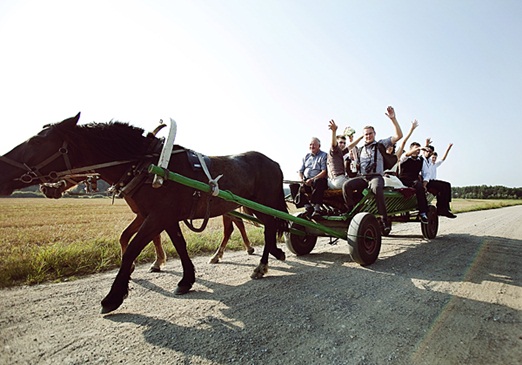 Natural Wedding Details: A Rustic Cart Pulled by Horses