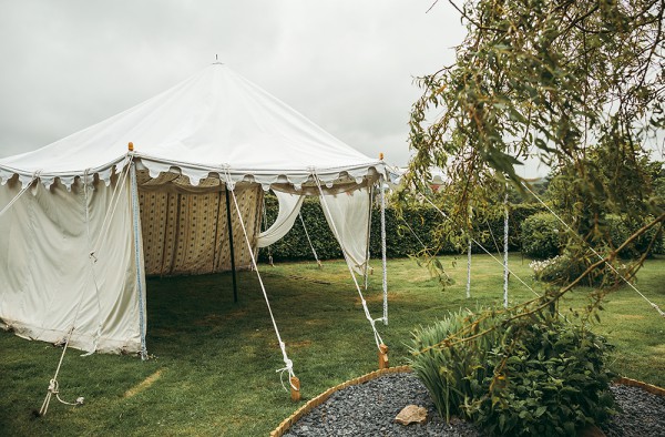 Indian tent for a garden tipi wedding // Tracey Warbey Photography // The Natural Wedding Company