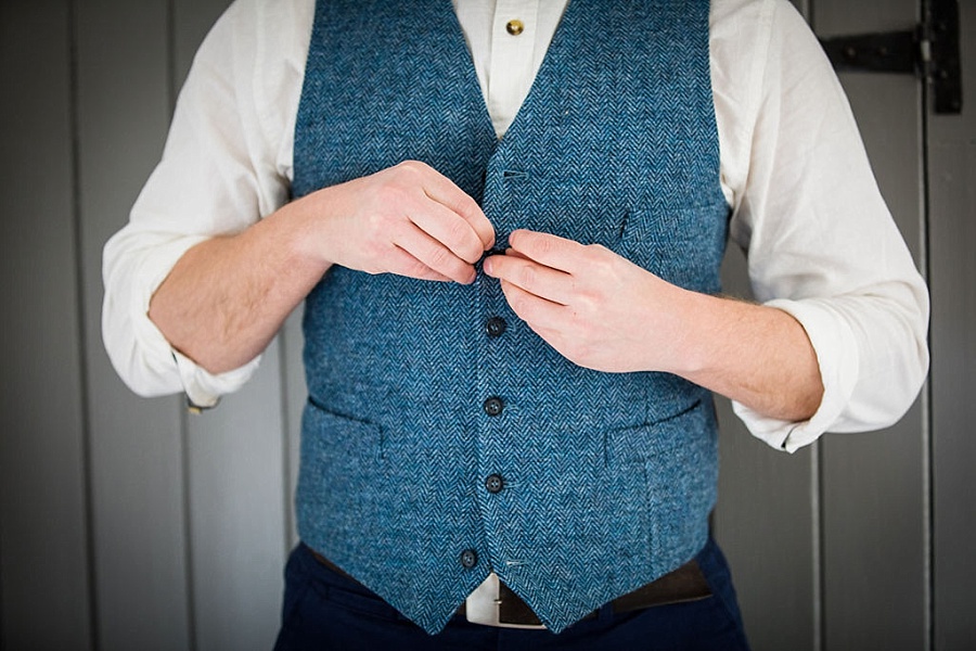 Blue tweed grooms waistcoat
