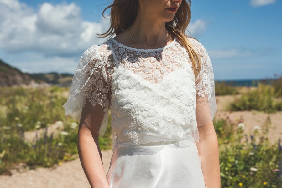 Organic lace cotton top to be worn over a wedding dress