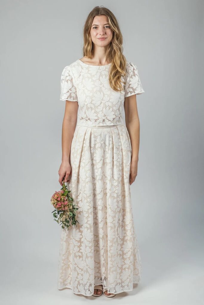 Petal bridal separates made from organic cotton and cotton lace by Sister Organics