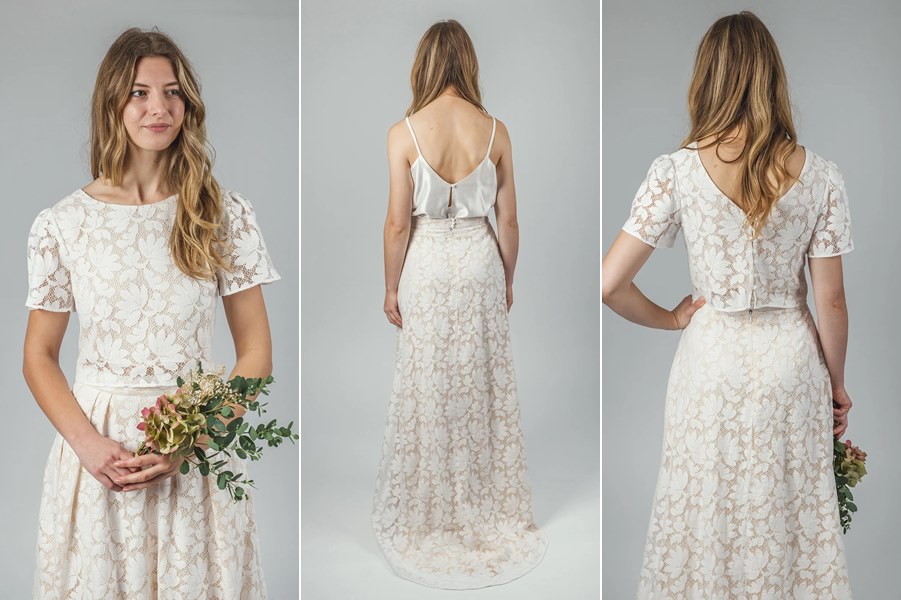 Sustainable bridal separates made from organic cotton and cotton lace